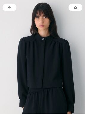Aritzia Black Cropped Button-Neck Jacket